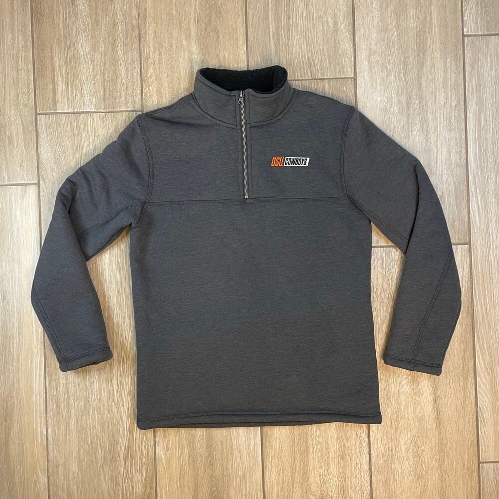 Top of the World OSU Cowboys 1/4 Zip Pullover Fleece Lined Gray Sweatshirt Small